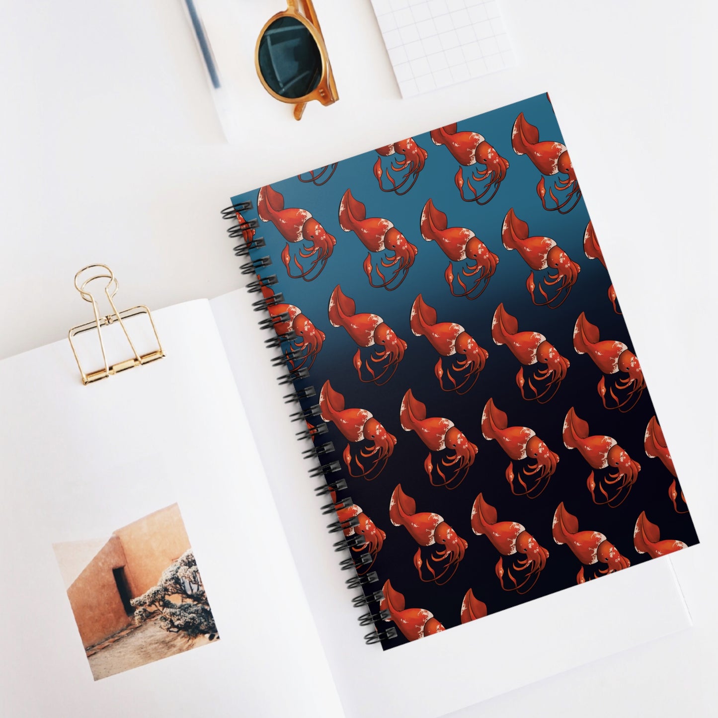 Colassal Squid Pattern Spiral Notebook - Ruled Line