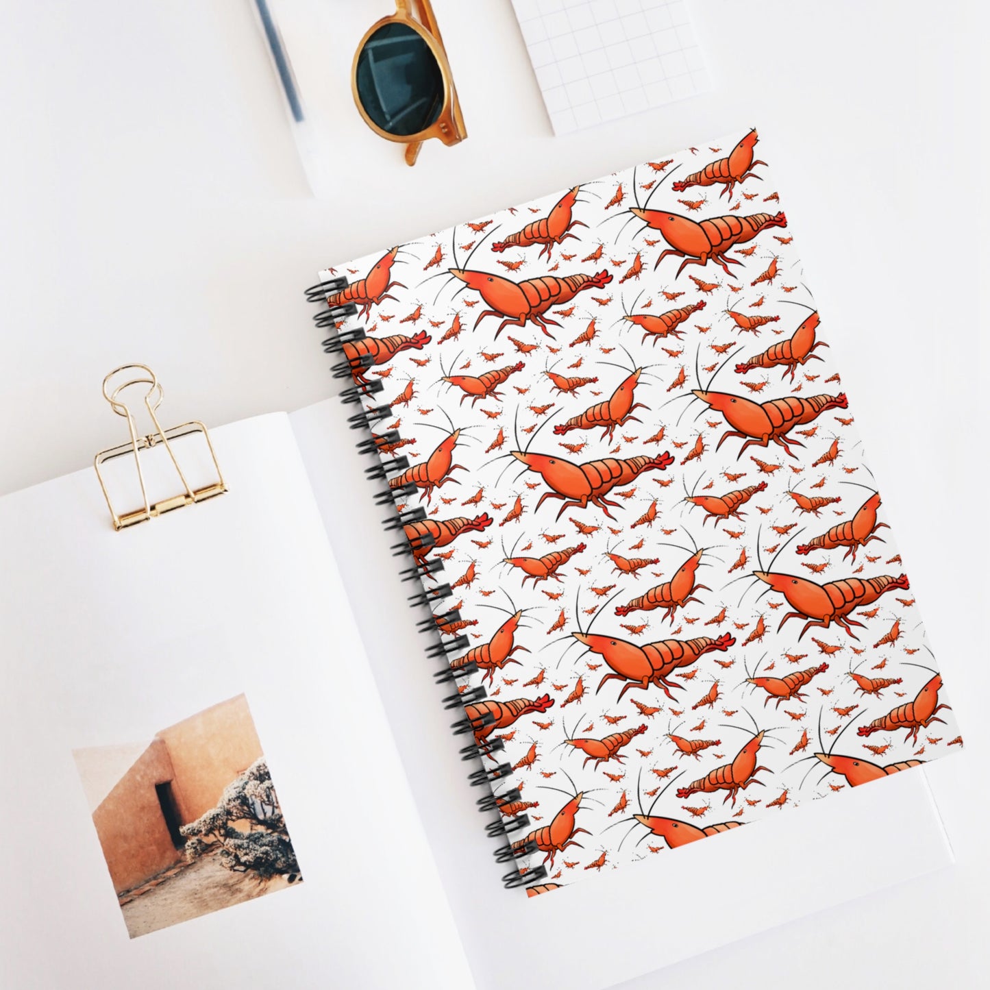 Shrimp Pattern Spiral Notebook - Ruled Line