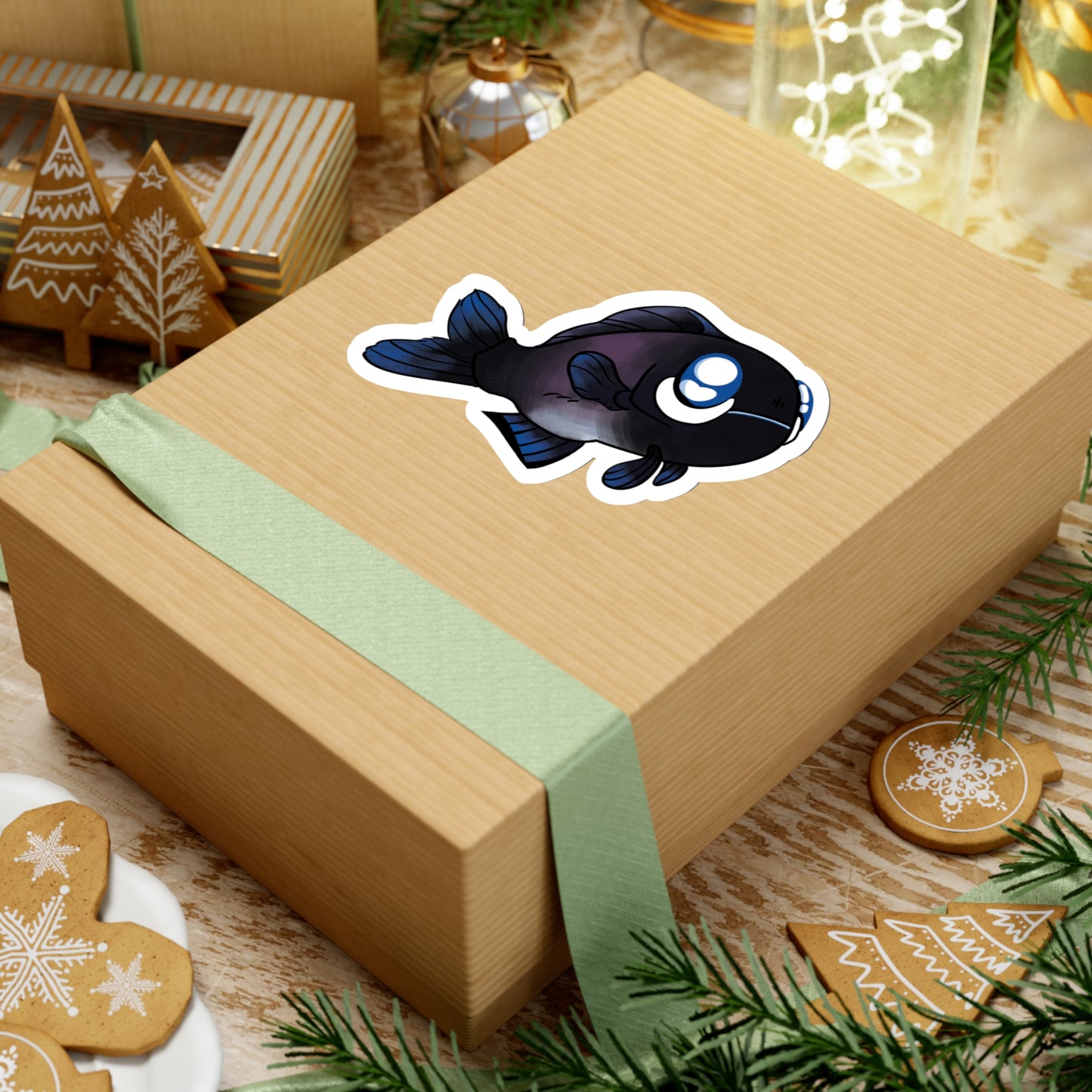 Cute Flashlight fish ocean marine sea animal Kiss-Cut Sticker