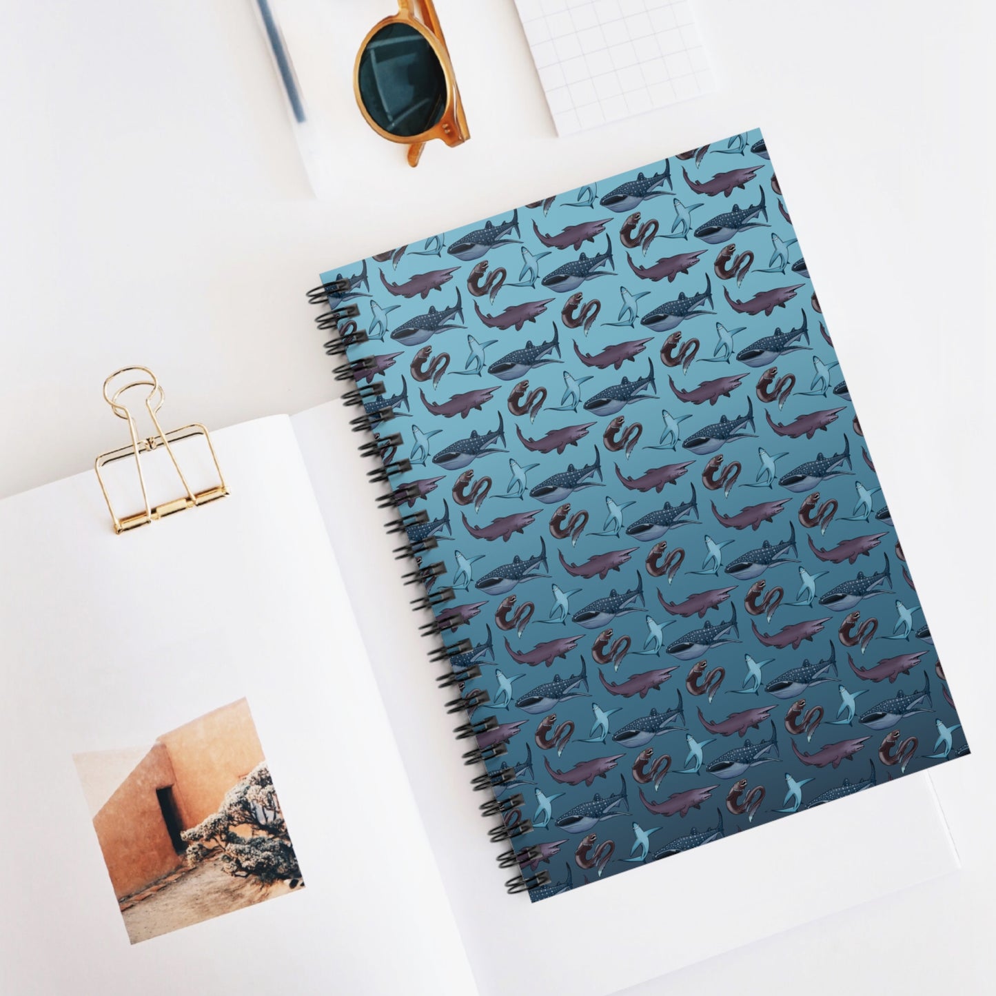 Shark Pattern Spiral Notebook - Ruled Line