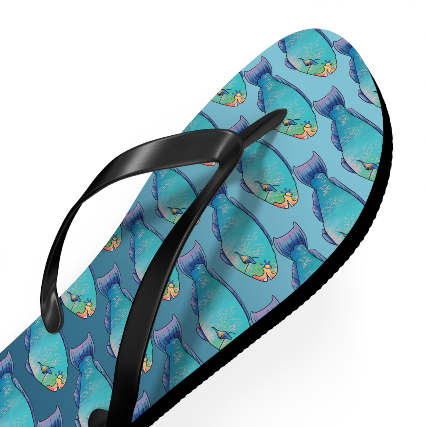 Tropical Parrot Fish Summer Beach and Pool Flip Flops