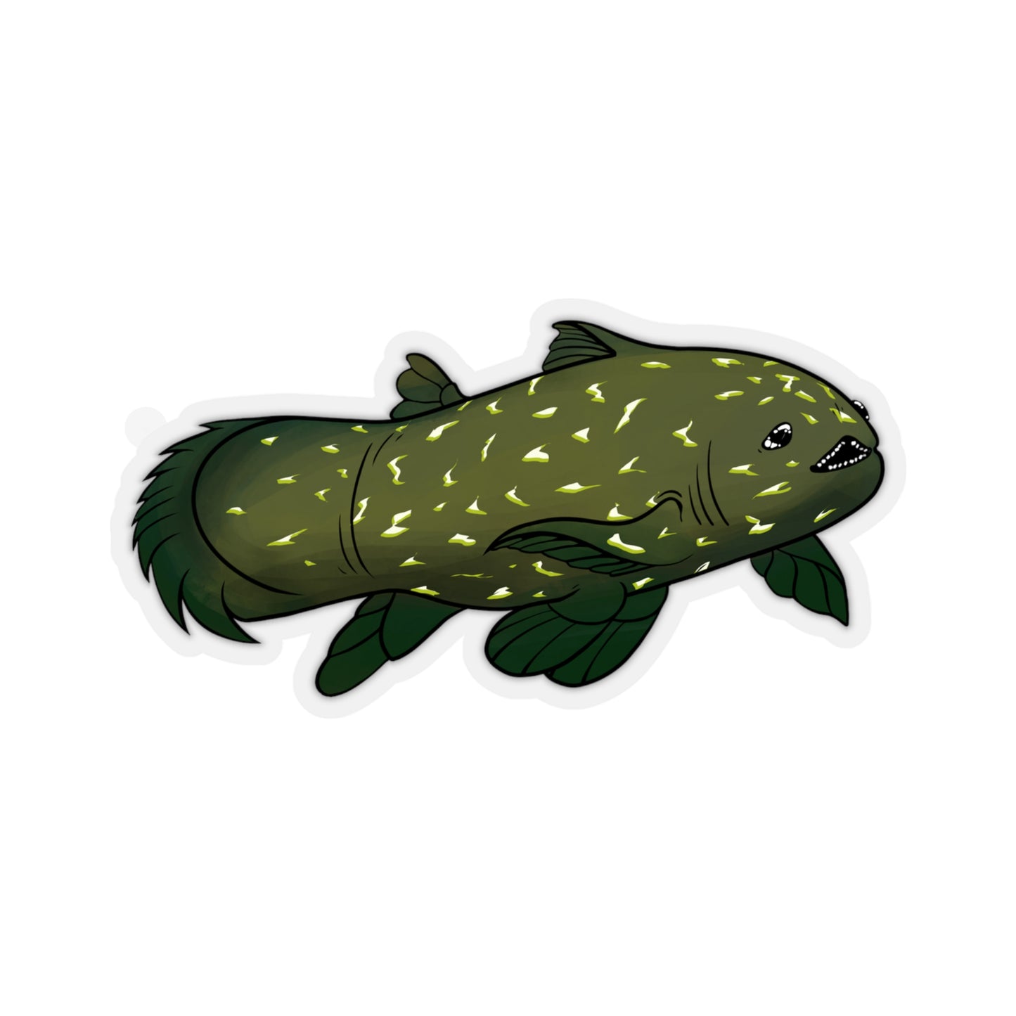 Coelacanth fish deep sea ancient lobe finned ocean marine animal Kiss-Cut Sticker