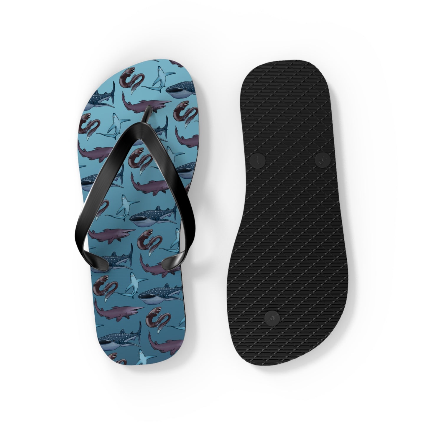 Shark Pattern Summer Beach and Pool Flip Flops