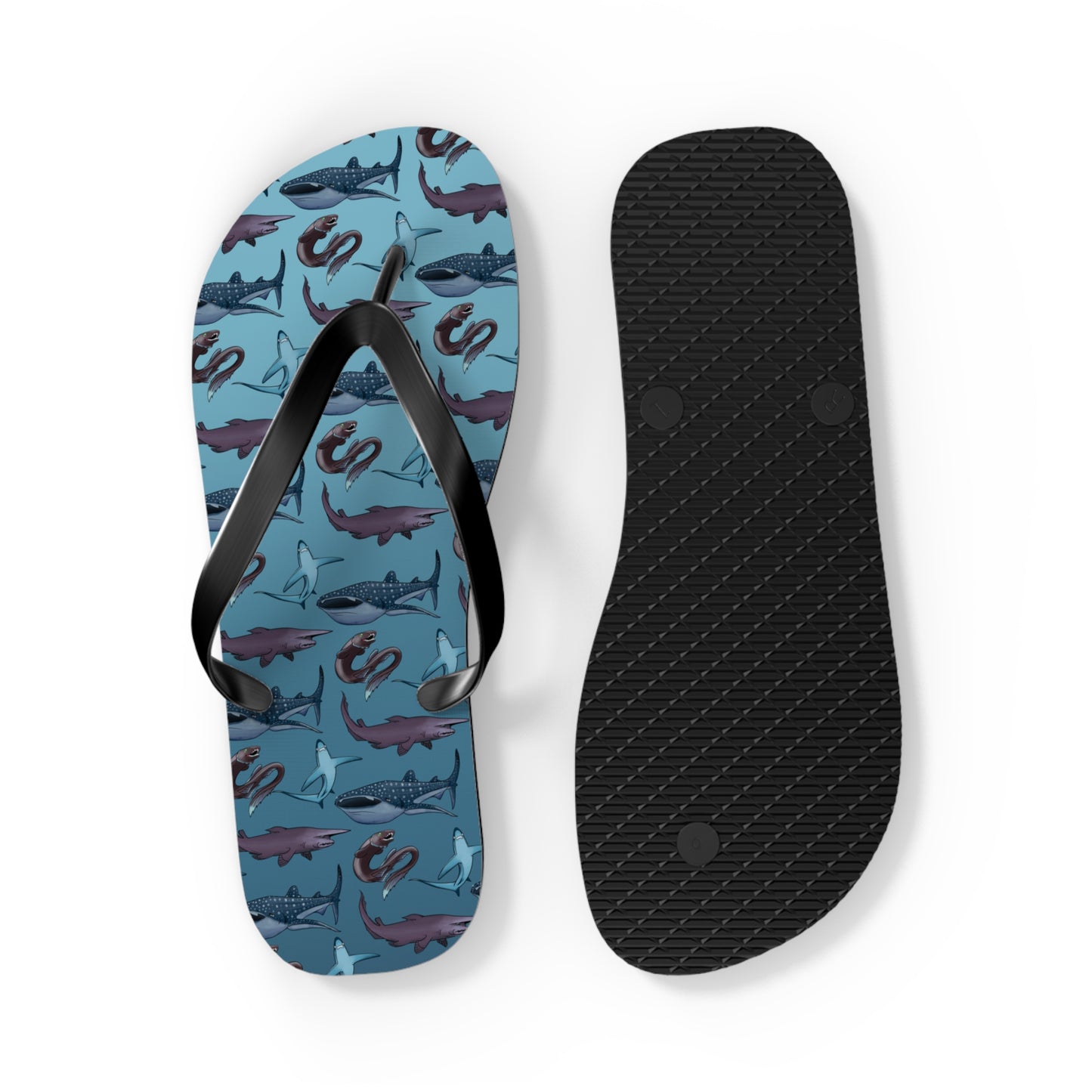 Shark Pattern Summer Beach and Pool Flip Flops