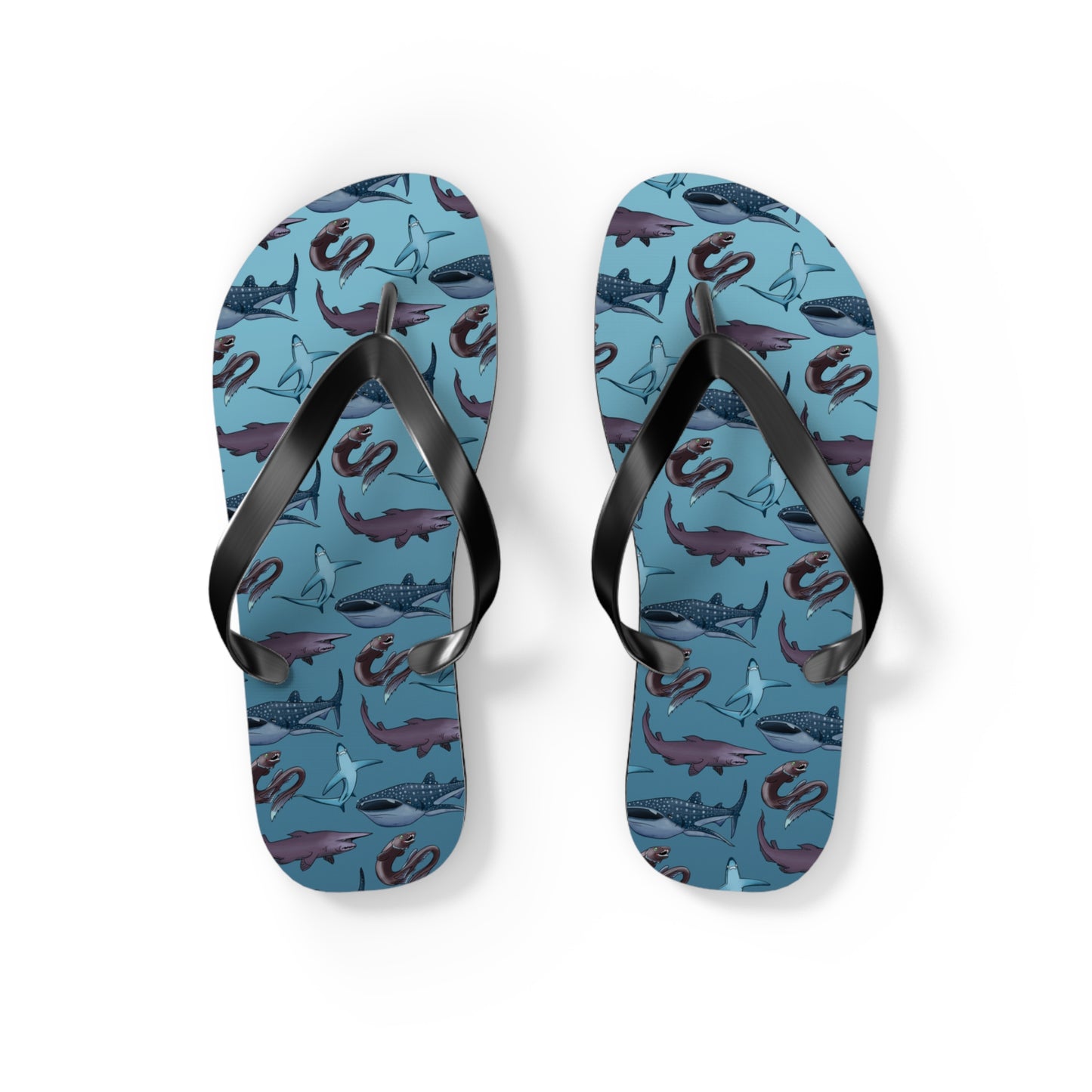Shark Pattern Summer Beach and Pool Flip Flops