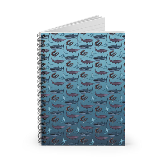 Shark Pattern Spiral Notebook - Ruled Line