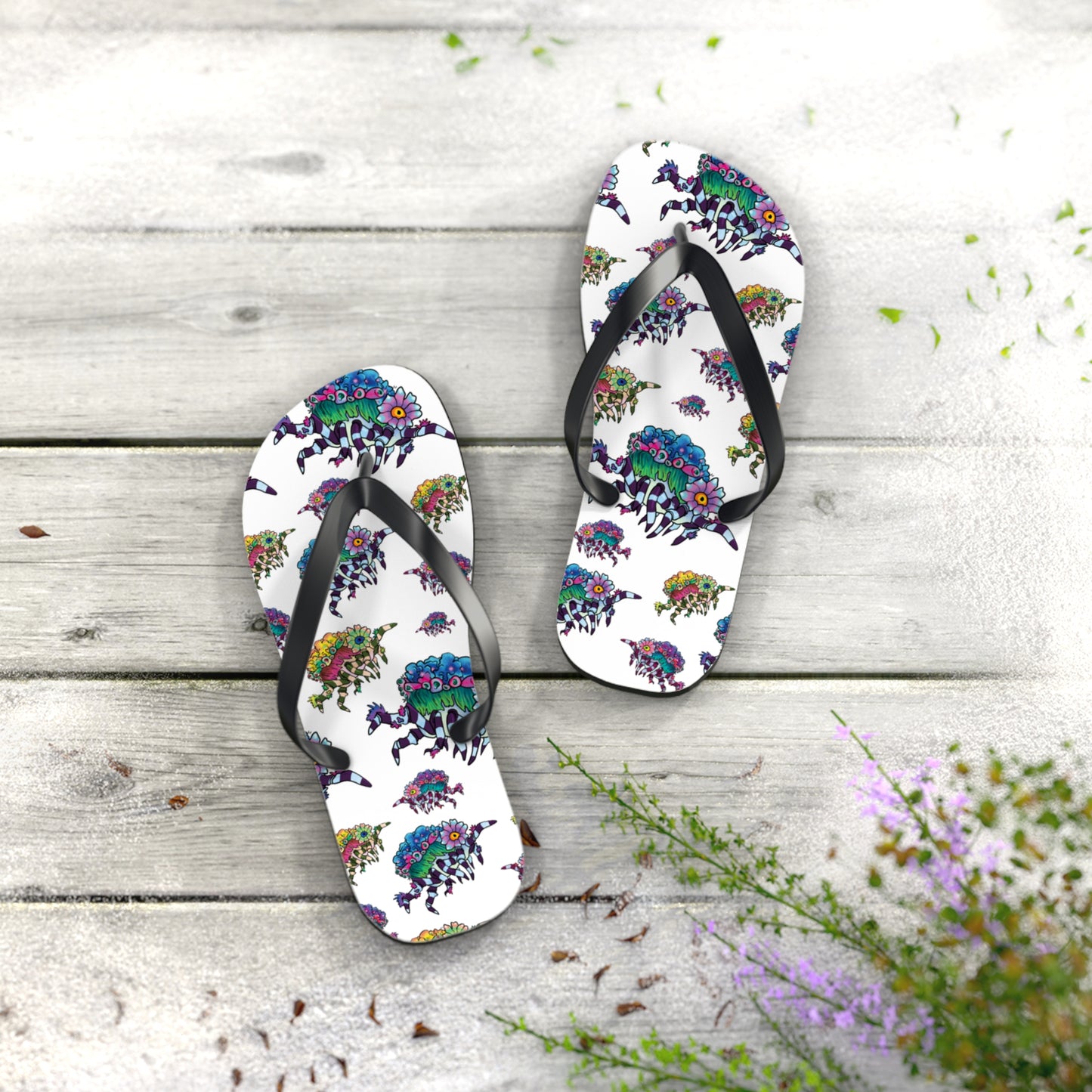 Decorator Crab Summer Beach and Pool Flip Flops