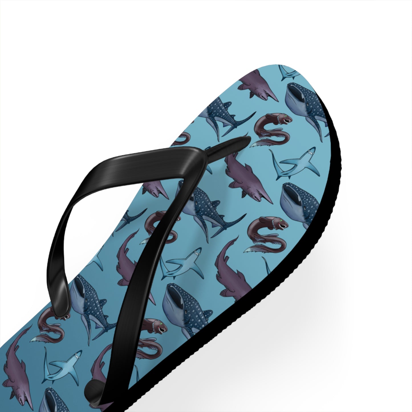 Shark Pattern Summer Beach and Pool Flip Flops