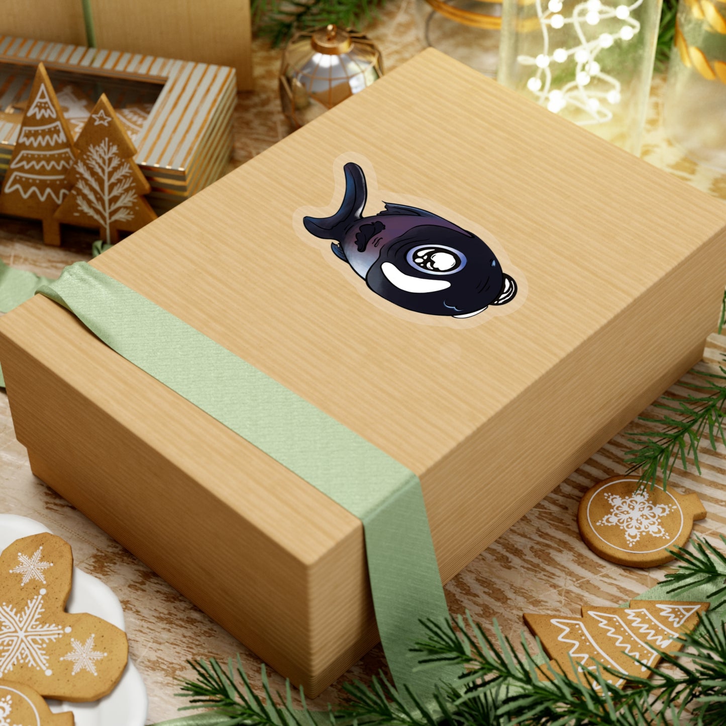 Cute Flashlight fish ocean marine sea animal Kiss-Cut Sticker