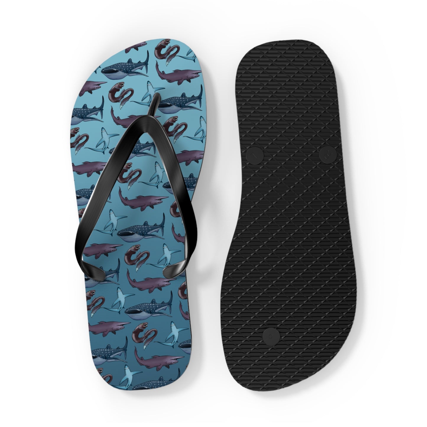 Shark Pattern Summer Beach and Pool Flip Flops