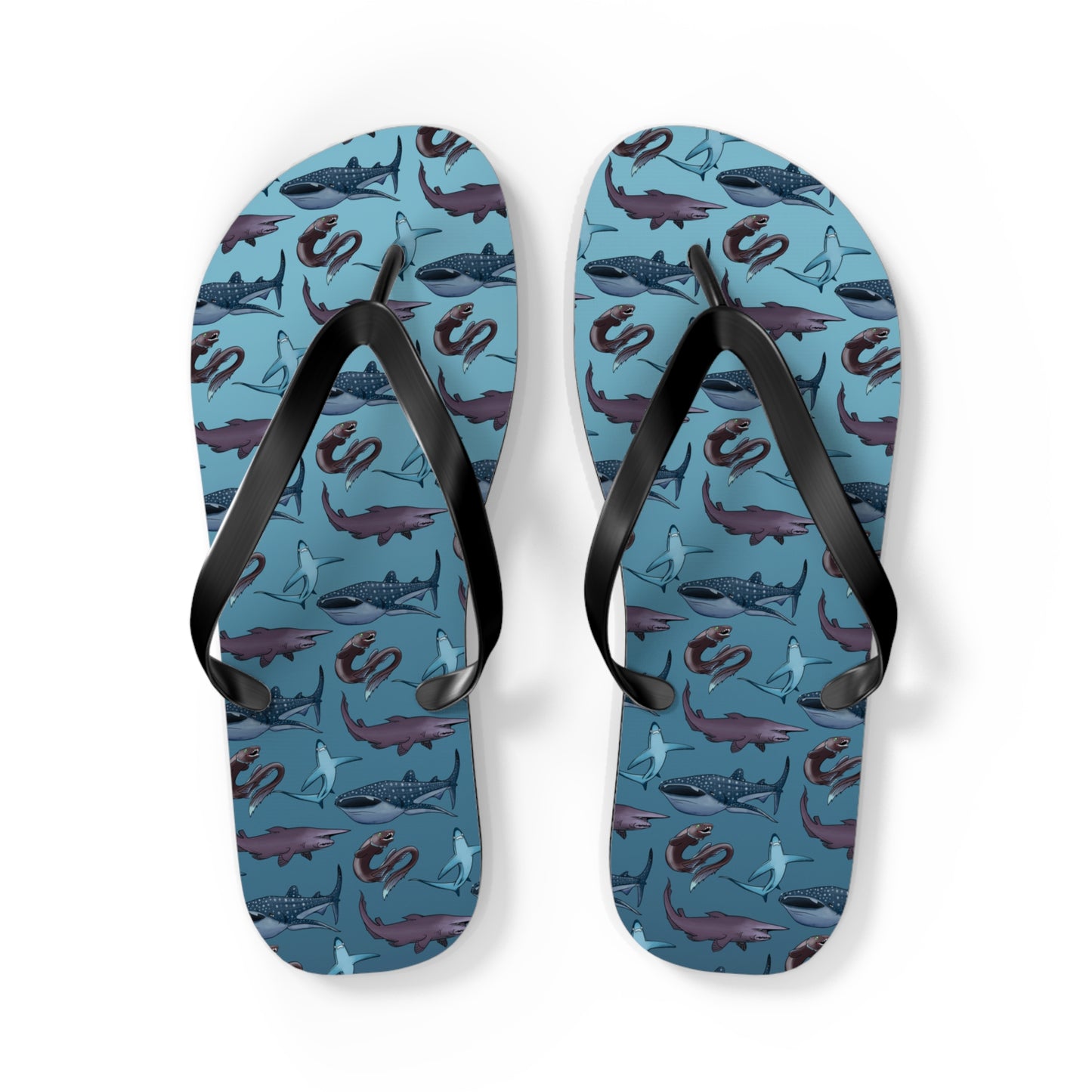 Shark Pattern Summer Beach and Pool Flip Flops