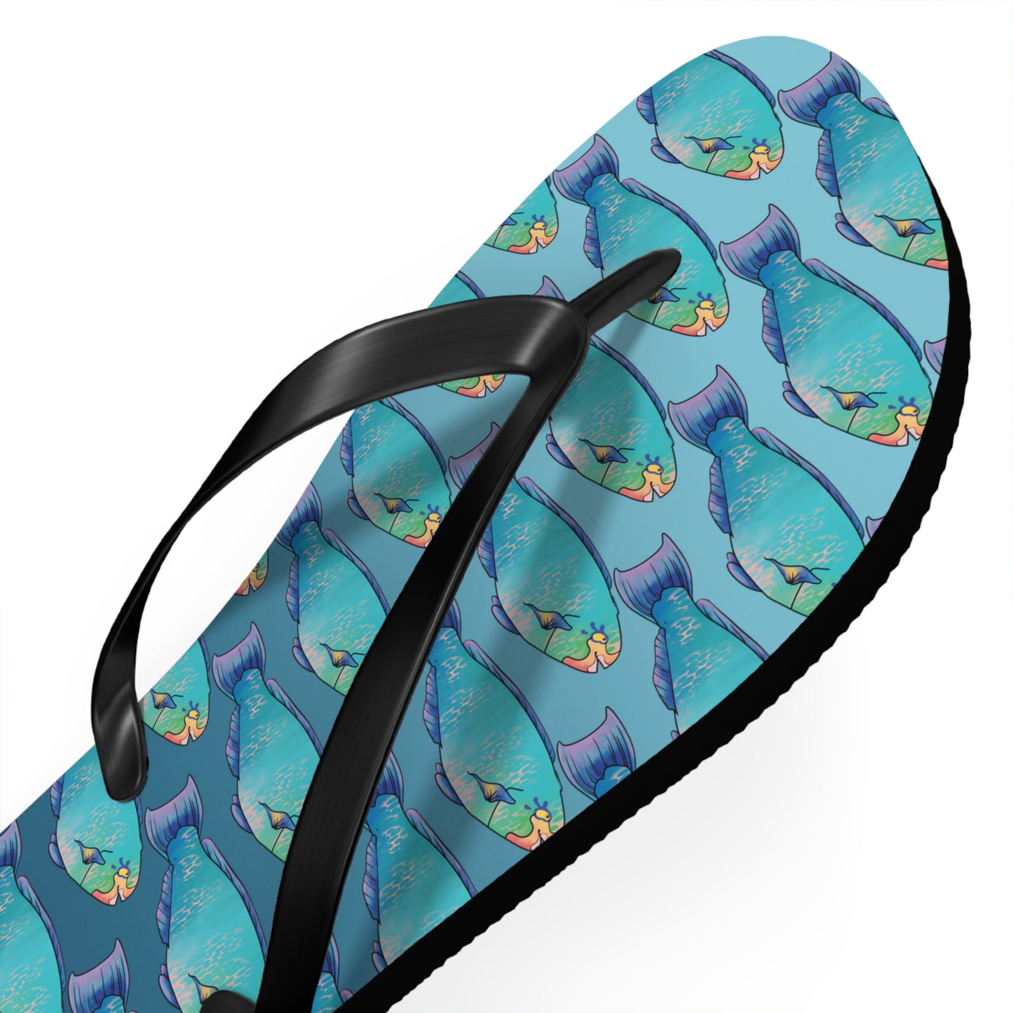 Tropical Parrot Fish Summer Beach and Pool Flip Flops