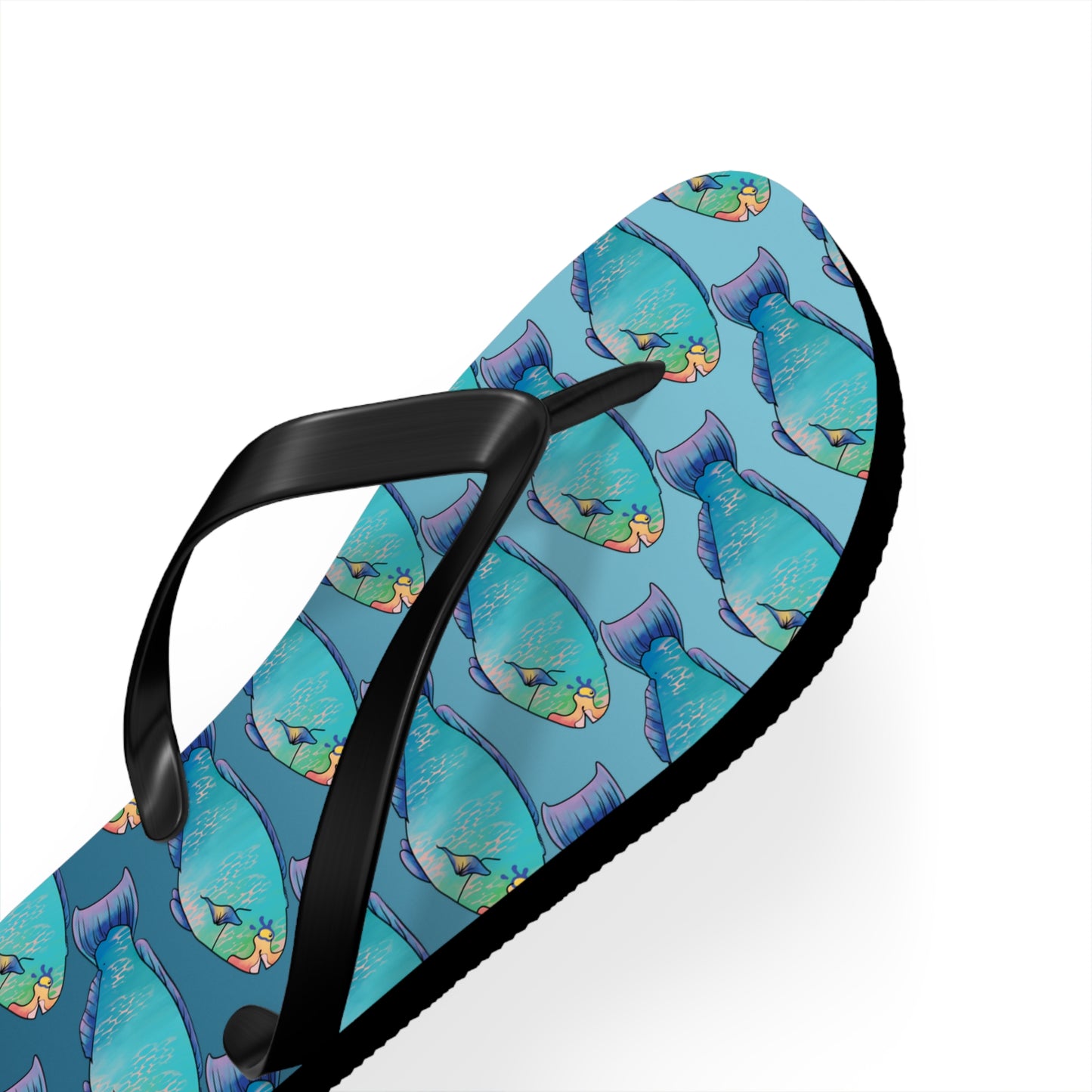 Tropical Parrot Fish Summer Beach and Pool Flip Flops