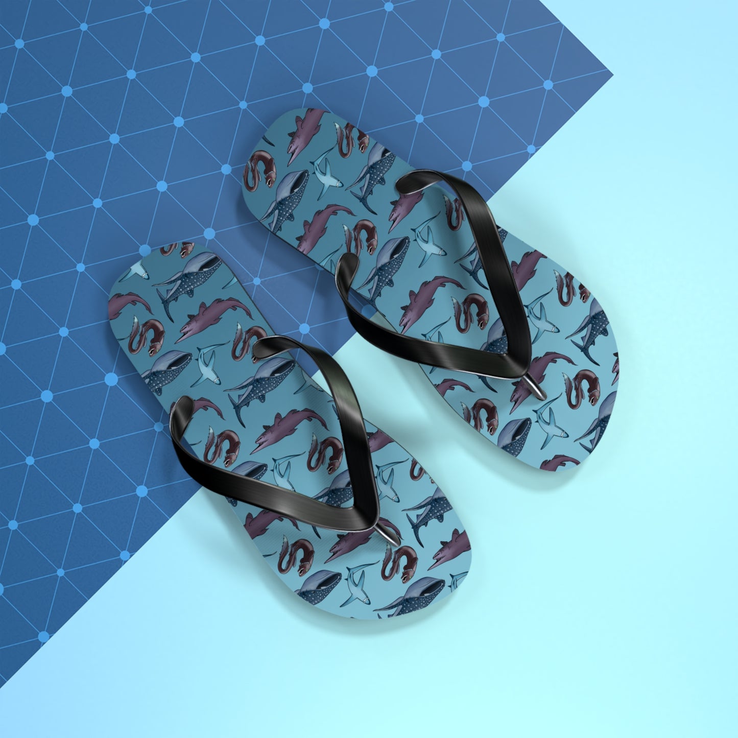 Shark Pattern Summer Beach and Pool Flip Flops