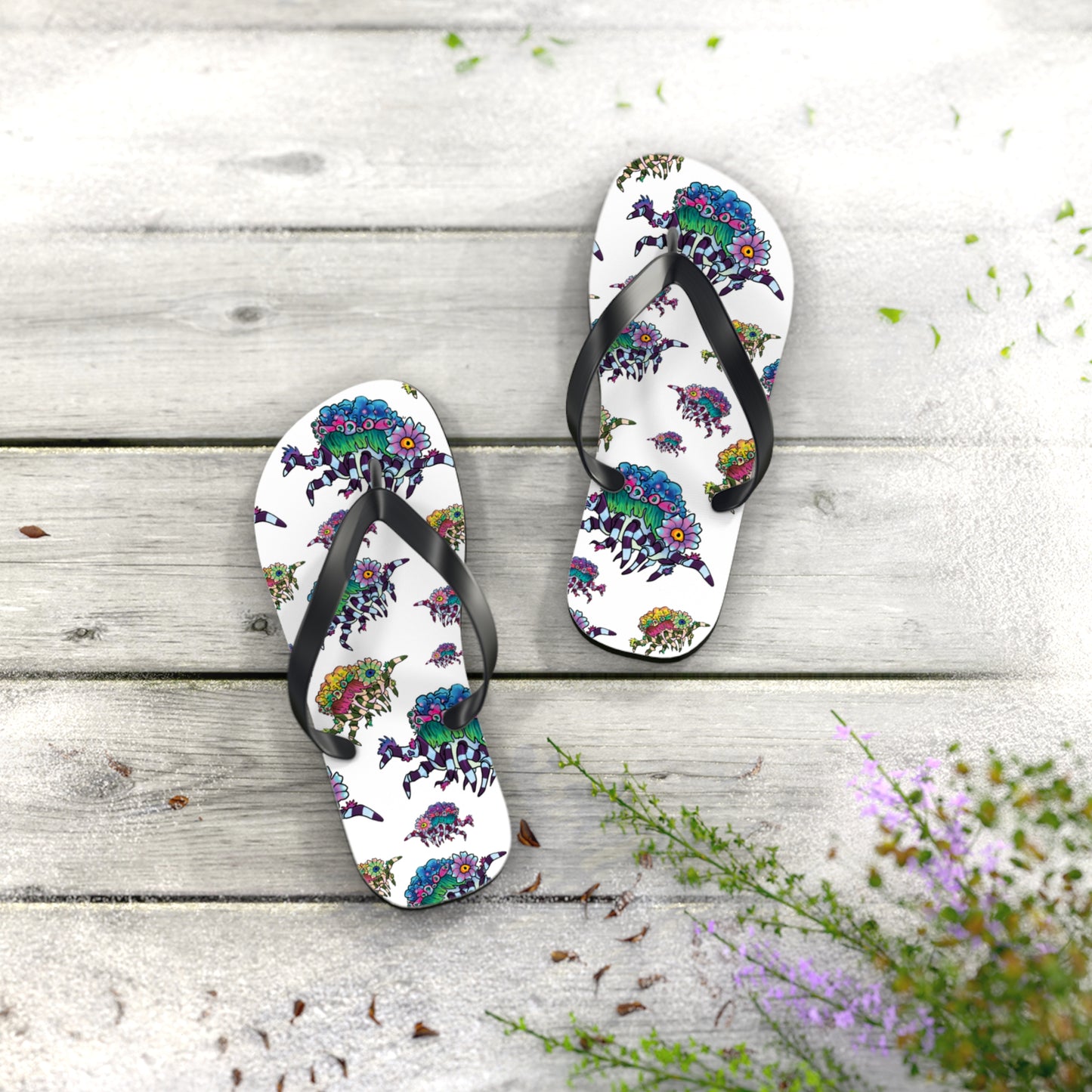 Decorator Crab Summer Beach and Pool Flip Flops