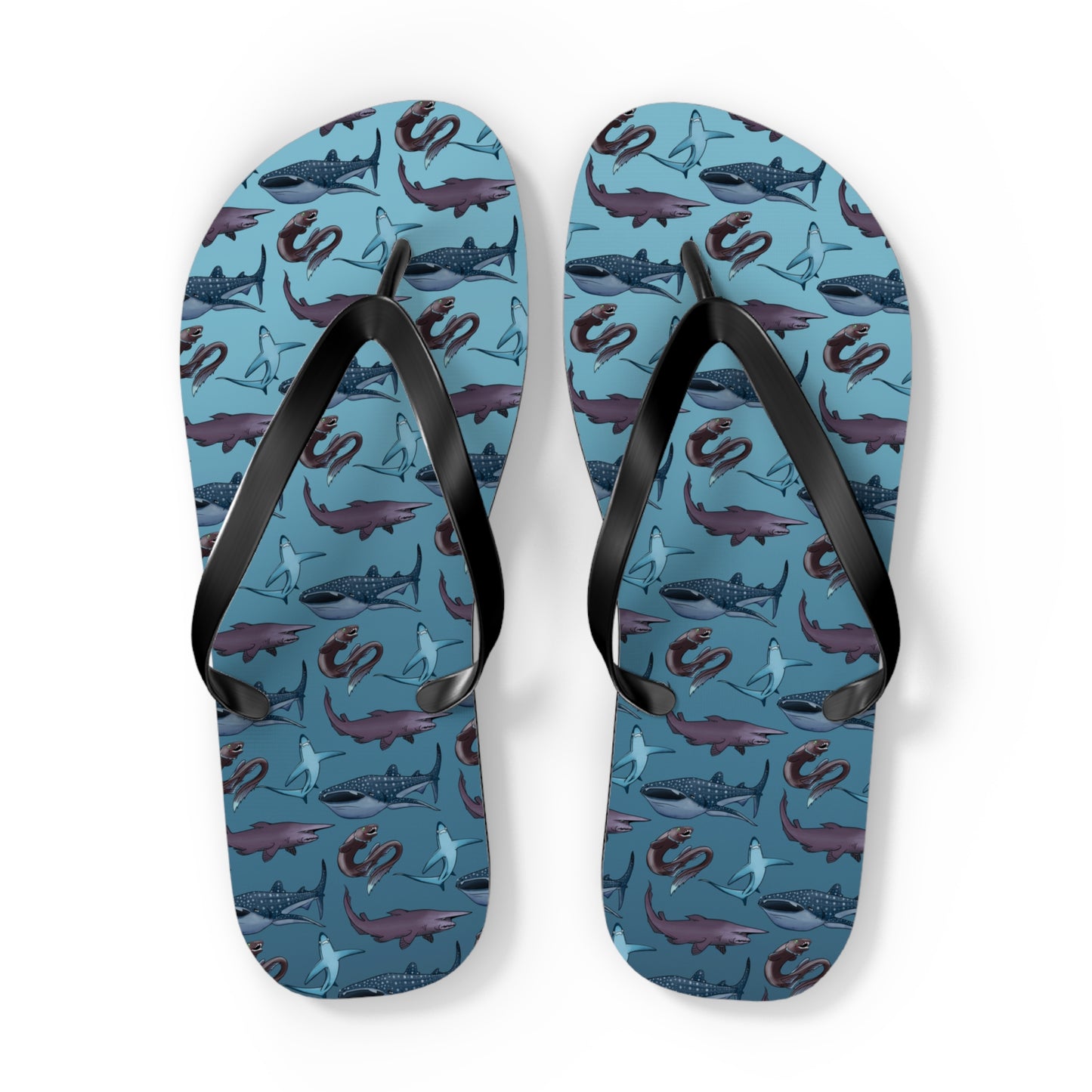 Shark Pattern Summer Beach and Pool Flip Flops