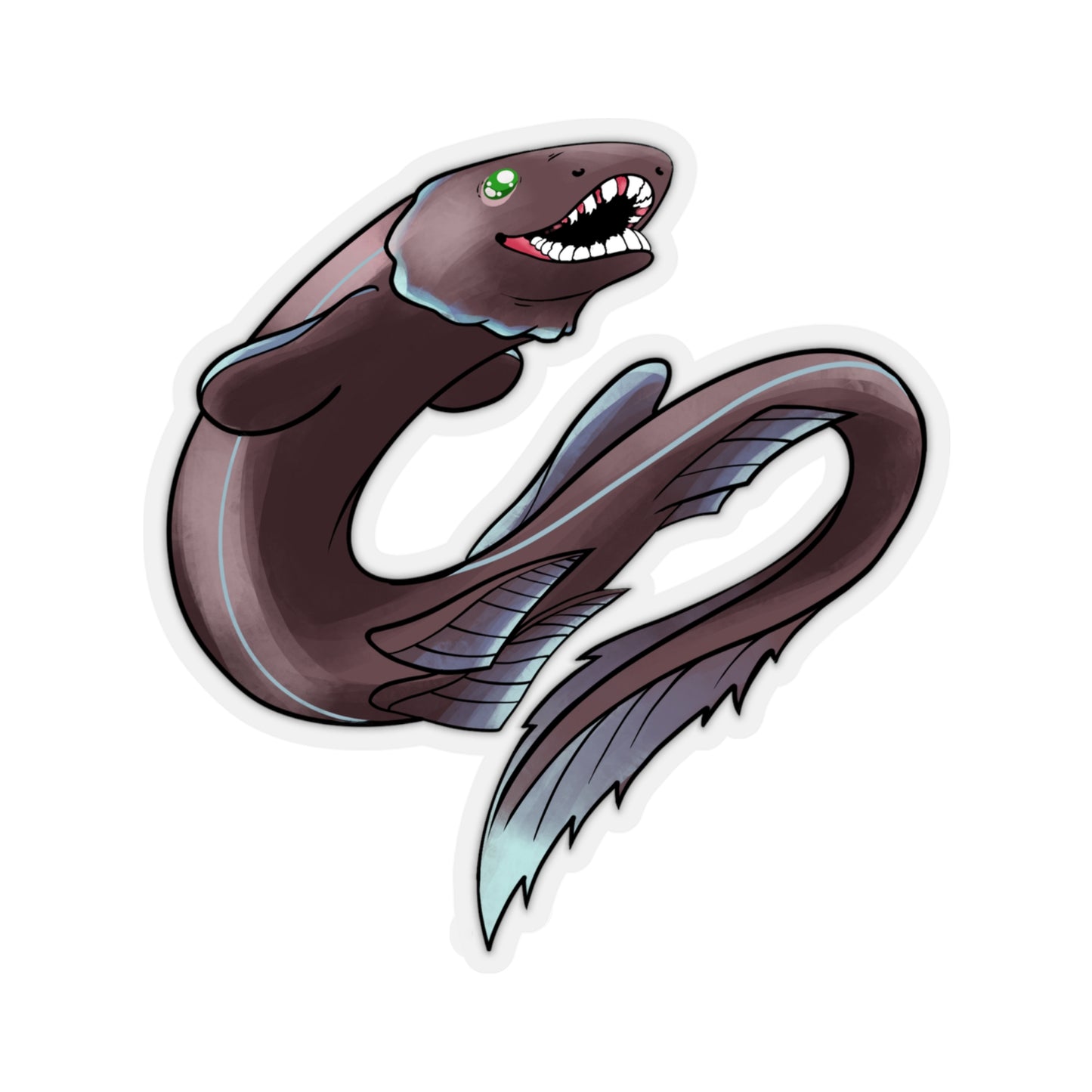 Frilled shark ocean marine sea animal Kiss-Cut Sticker
