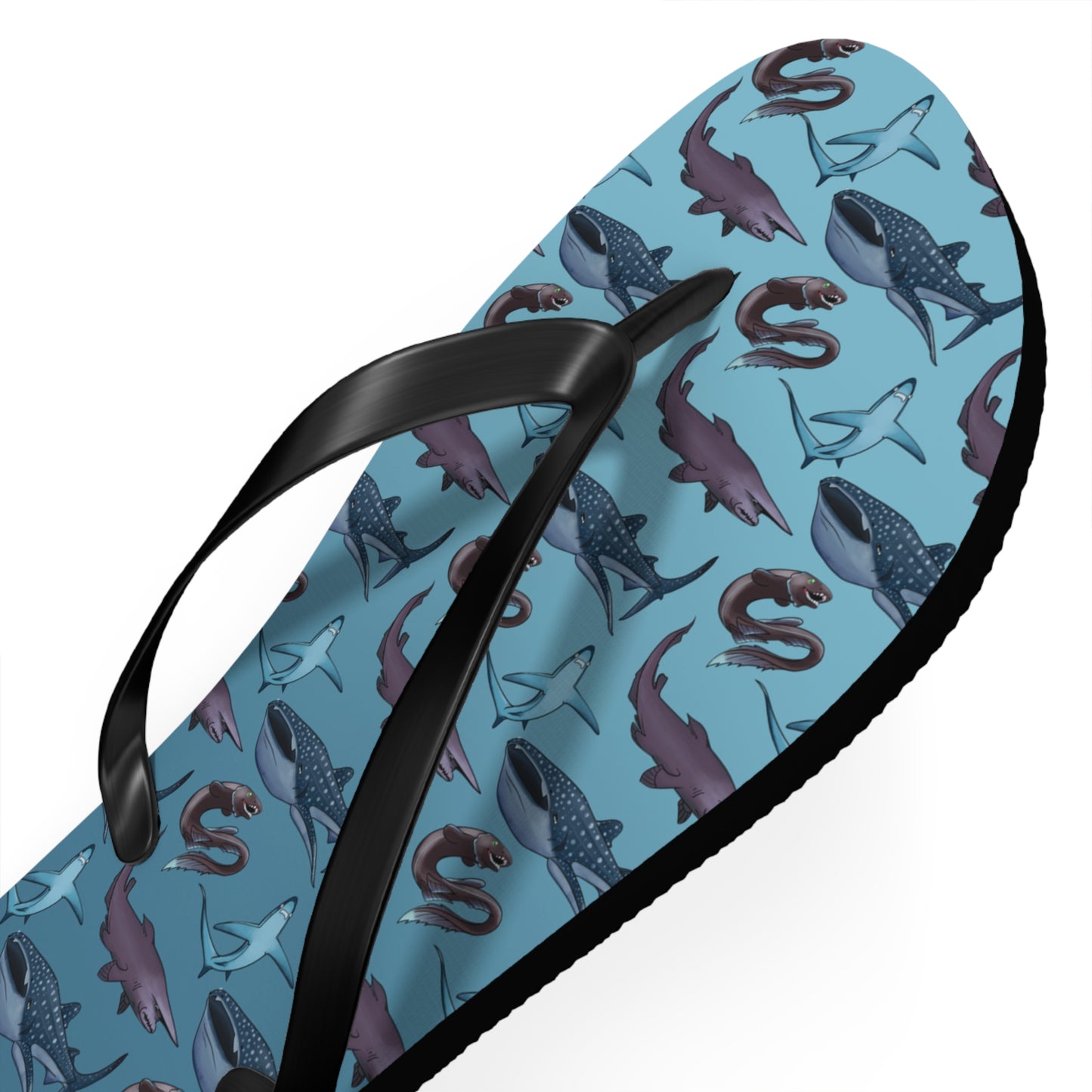 Shark Pattern Summer Beach and Pool Flip Flops