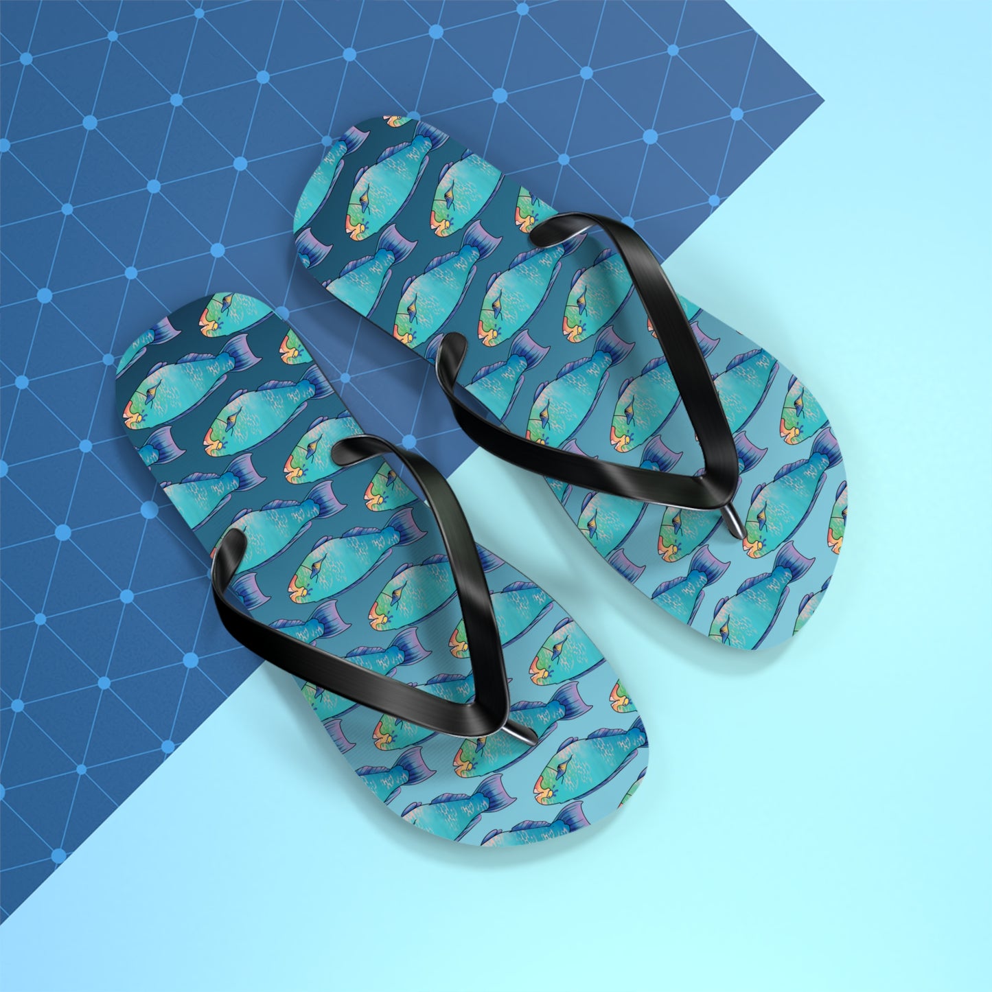 Tropical Parrot Fish Summer Beach and Pool Flip Flops