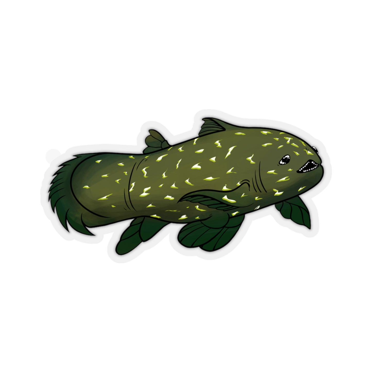 Coelacanth fish deep sea ancient lobe finned ocean marine animal Kiss-Cut Sticker