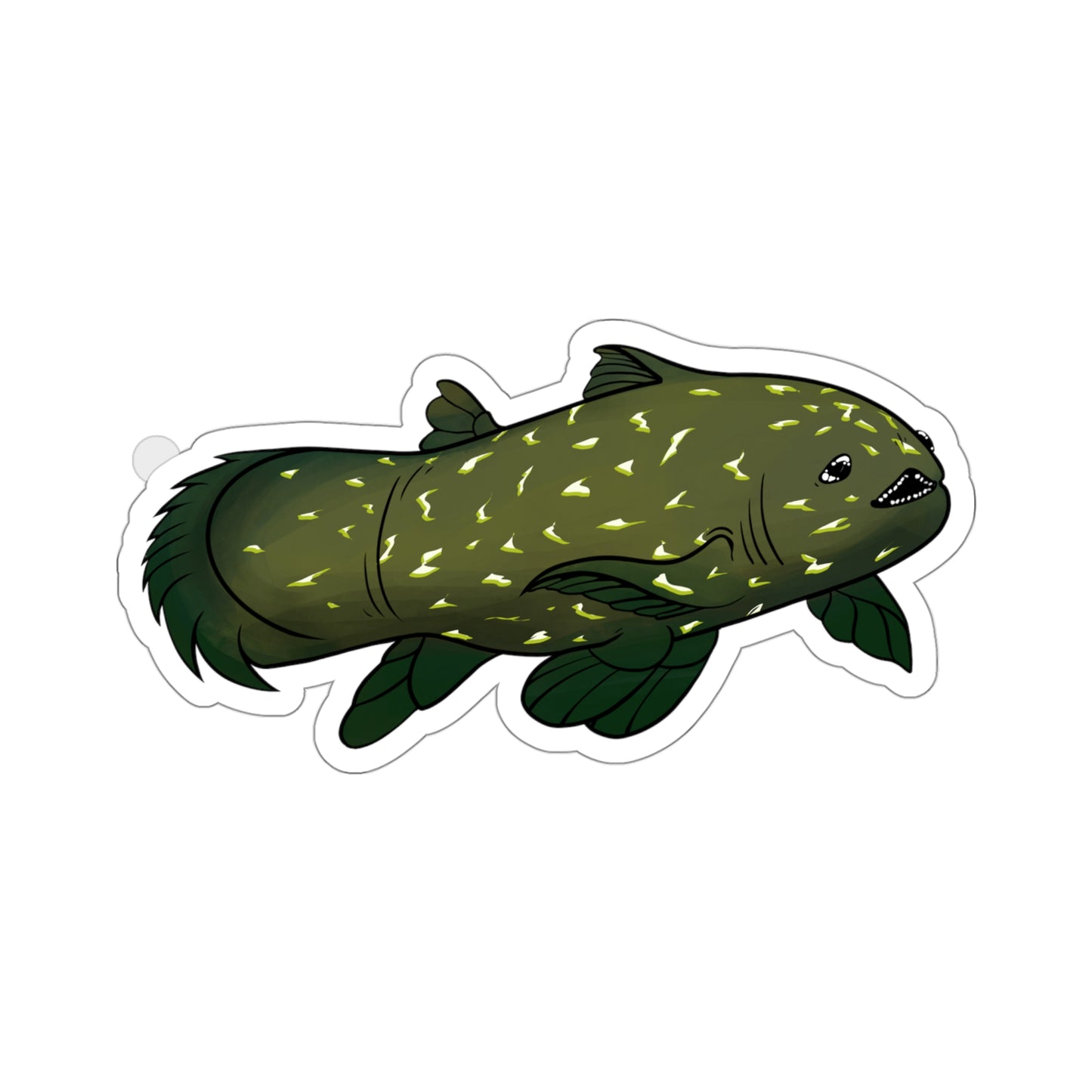 Coelacanth fish deep sea ancient lobe finned ocean marine animal Kiss-Cut Sticker