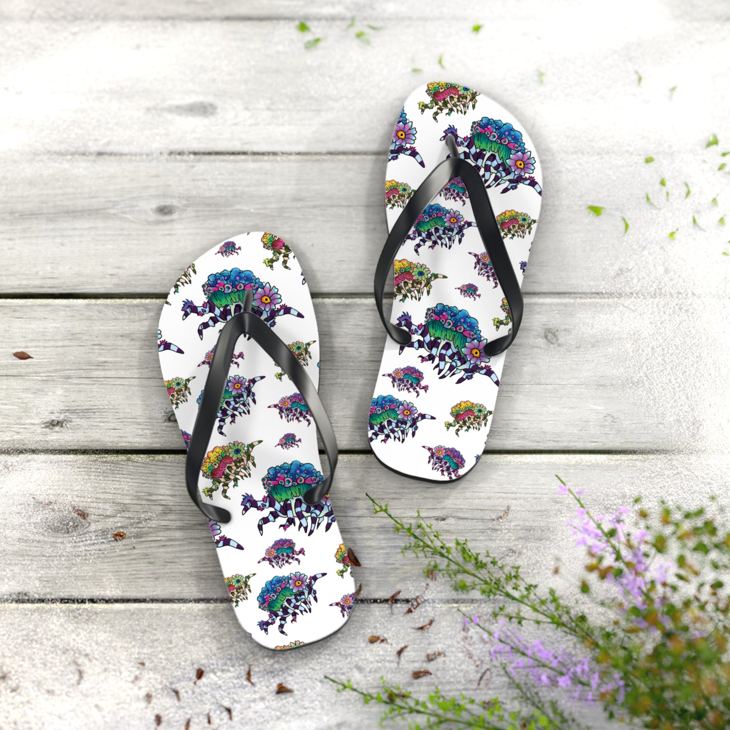 Decorator Crab Summer Beach and Pool Flip Flops
