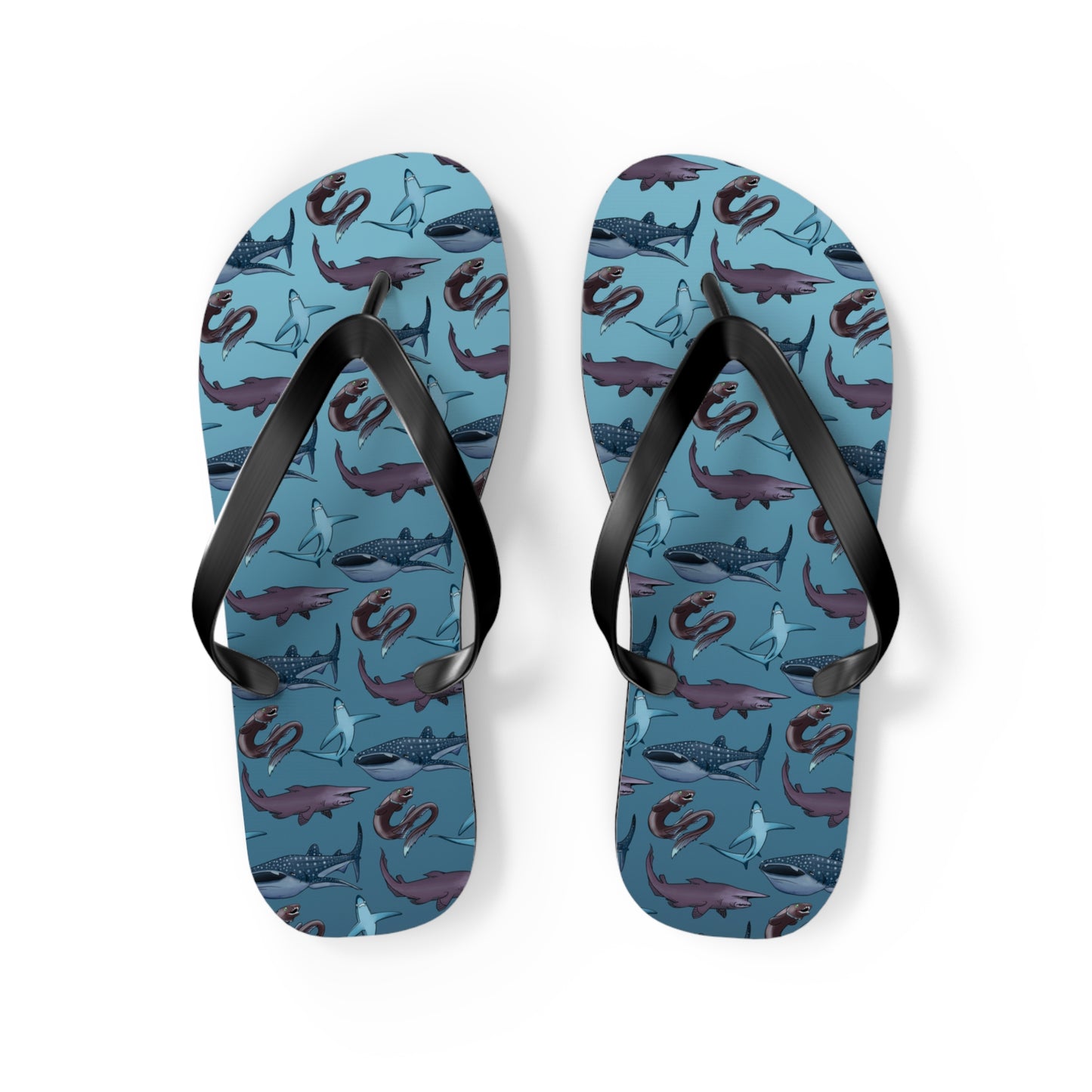 Shark Pattern Summer Beach and Pool Flip Flops