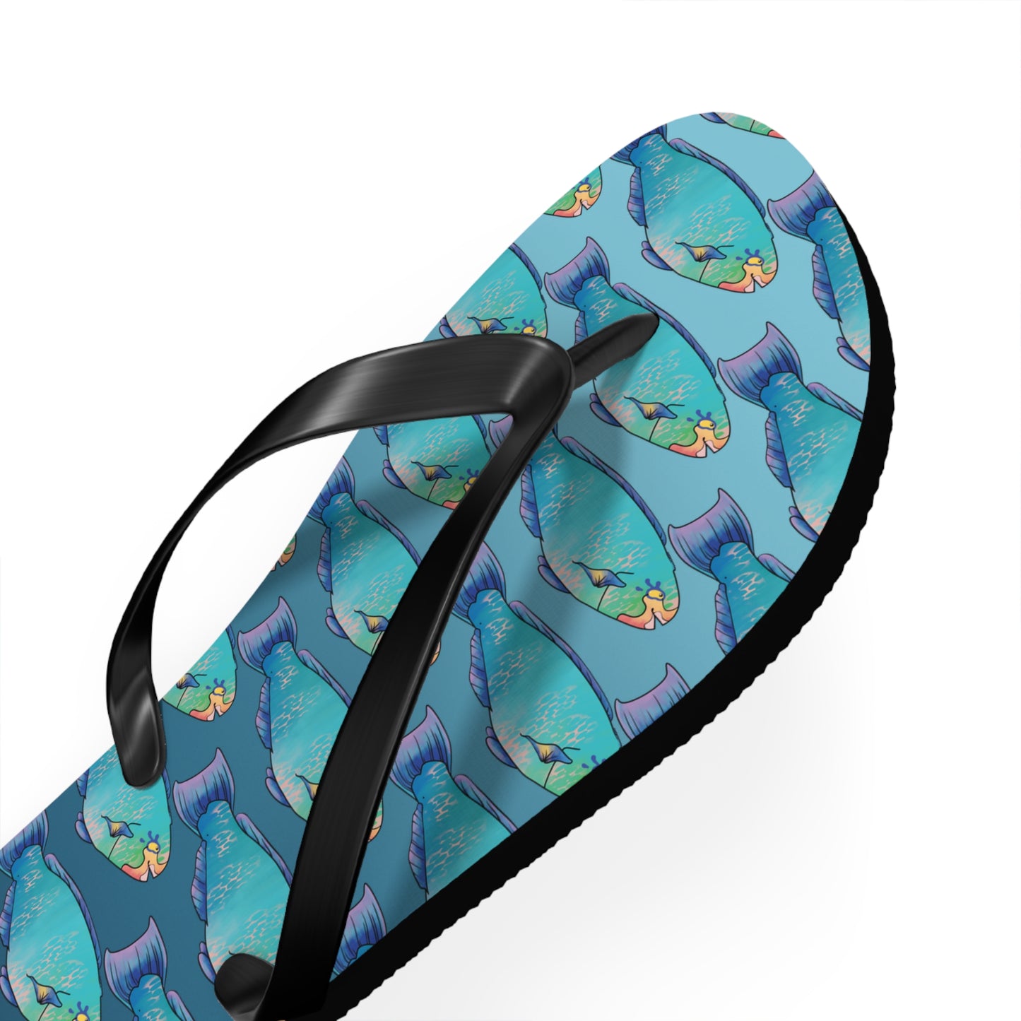 Tropical Parrot Fish Summer Beach and Pool Flip Flops