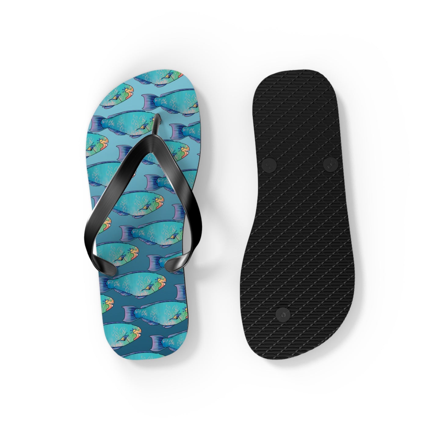 Tropical Parrot Fish Summer Beach and Pool Flip Flops